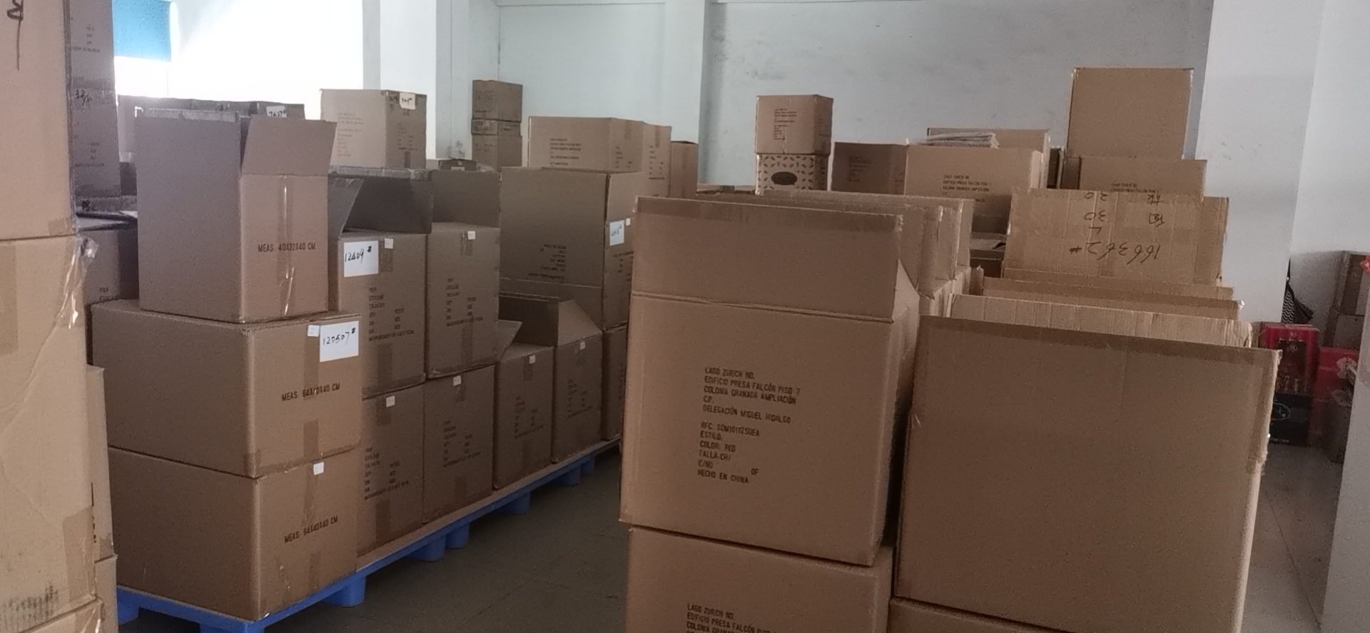 Packed knitwear inventory in the warehouse